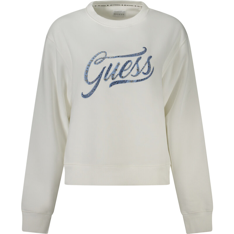 GUESS JEANS Bílá mMikina Guess bez kapuce