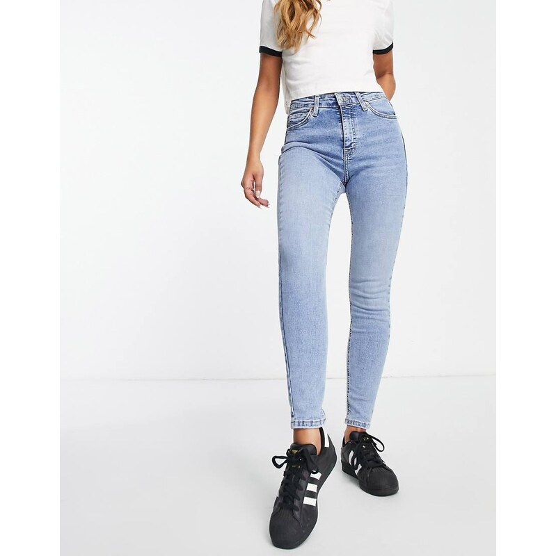 Topshop high rise Jamie jeans in bleach-Blue 108433289