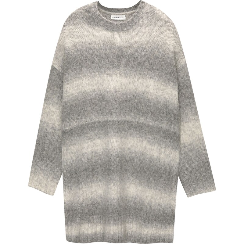 Pull&Bear Úpletové šaty světle béžová / šedá