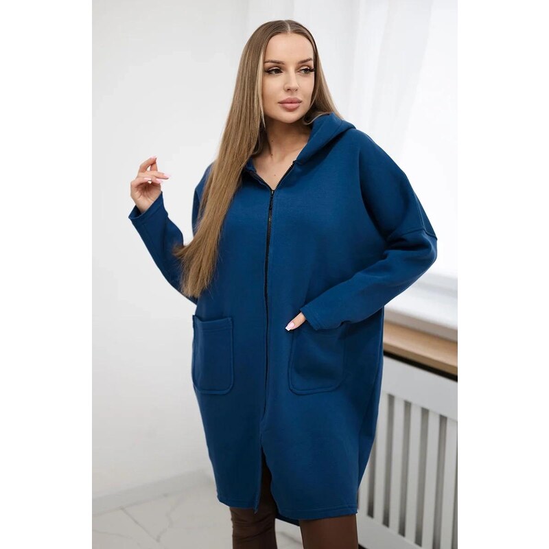 MladaModa Dlouhá zateplená mikina s prodlouženou zádí model 68653 65318476
