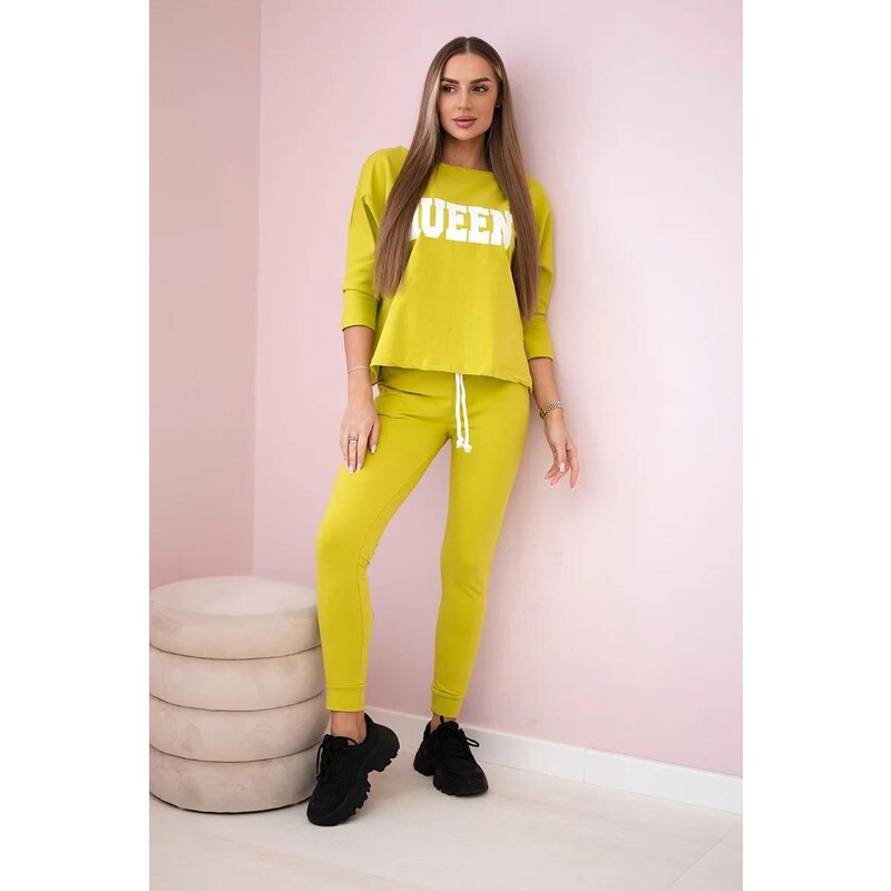 MladaModa Tepláková souprava s nápisem Queen model 66977 barva kiwi 58626960