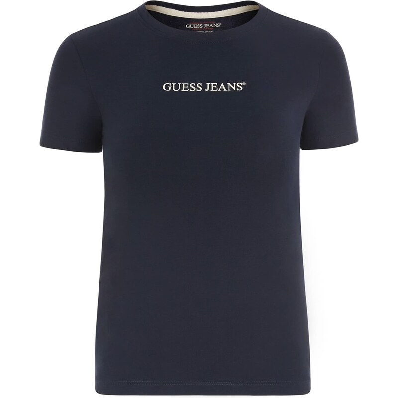 GUESS JEANS Tričko marine modrá / bílá