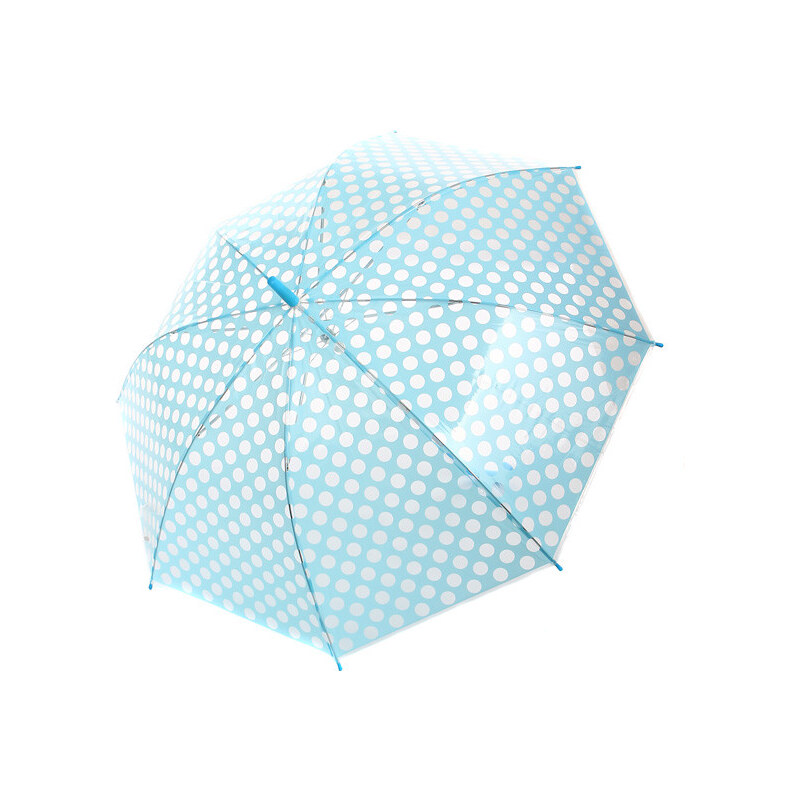 TopMode Krásný vystřelovací retro deštník s puntíky světle modrá