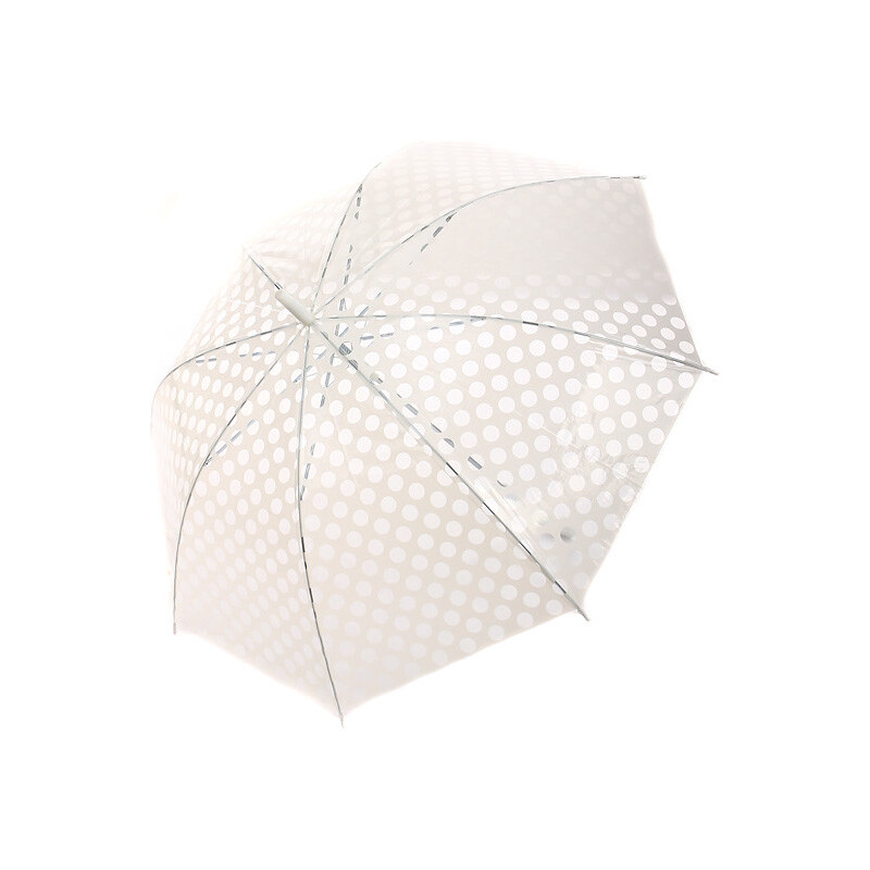 TopMode Krásný vystřelovací retro deštník s puntíky bílá