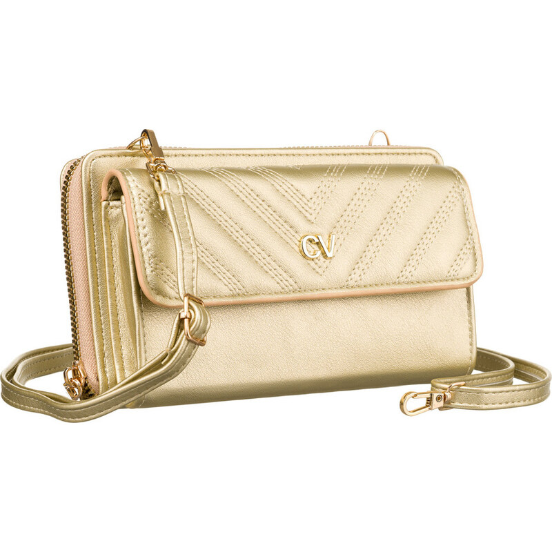 BASIC 4U Cavaldi Zlatá prošívaná peněženka s popruhem M757 93851274