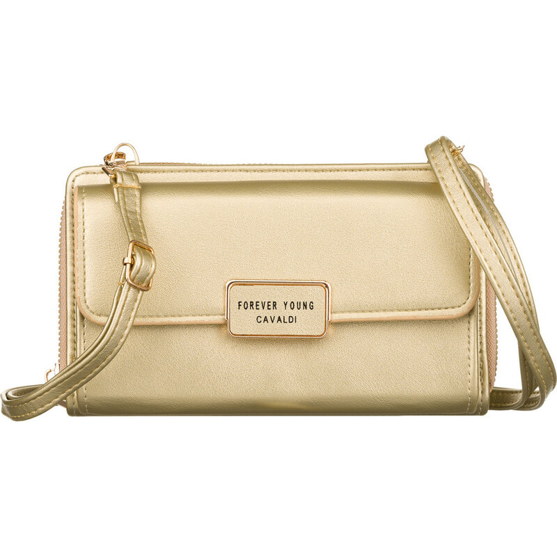 BASIC 4U Cavaldi Zlatá velká peněženka s odnímatelným popruhem M746 93851290