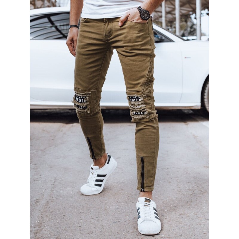 DStreet Olivové pánské slim fit džíny