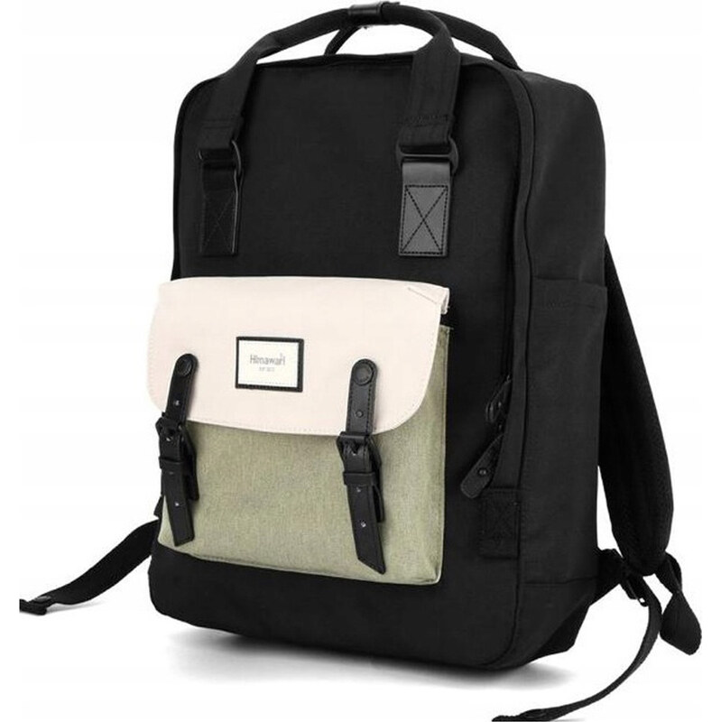BASIC Himawari Prostorný zeleno-černý batoh s kapsou na notebook Černá 102778431