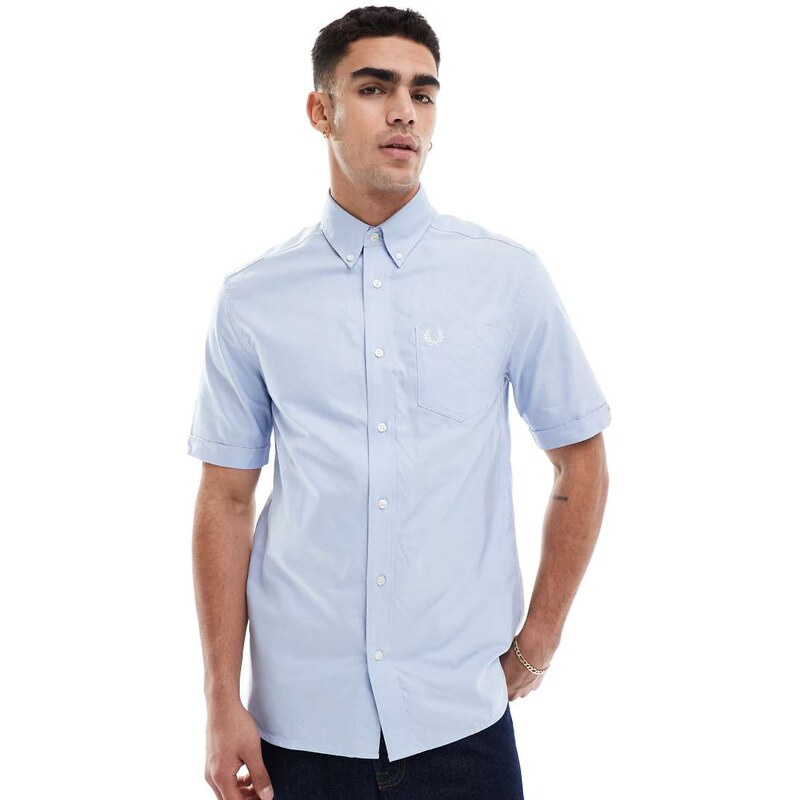 Fred Perry short sleeve oxford shirt in light blue