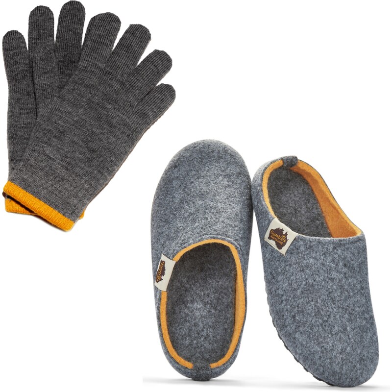 Zimní set Outback + Merino rukavice Grey & Curry