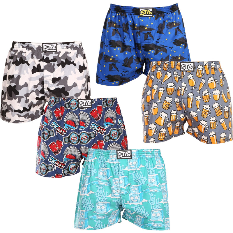 5PACK pánské trenky Styx art klasická guma vícebarevné