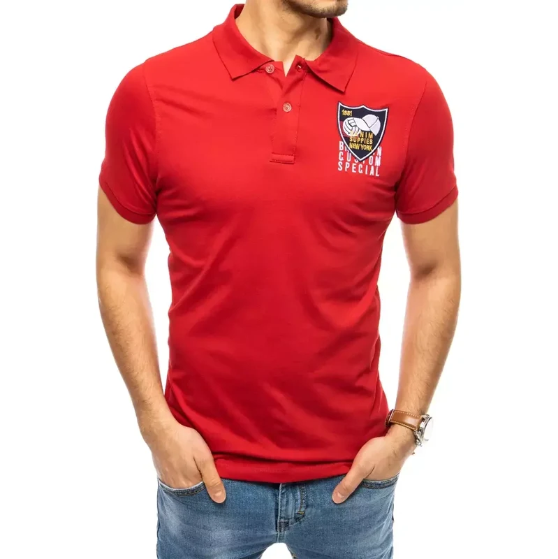 Polo tričko s výšivkou červené Dstreet