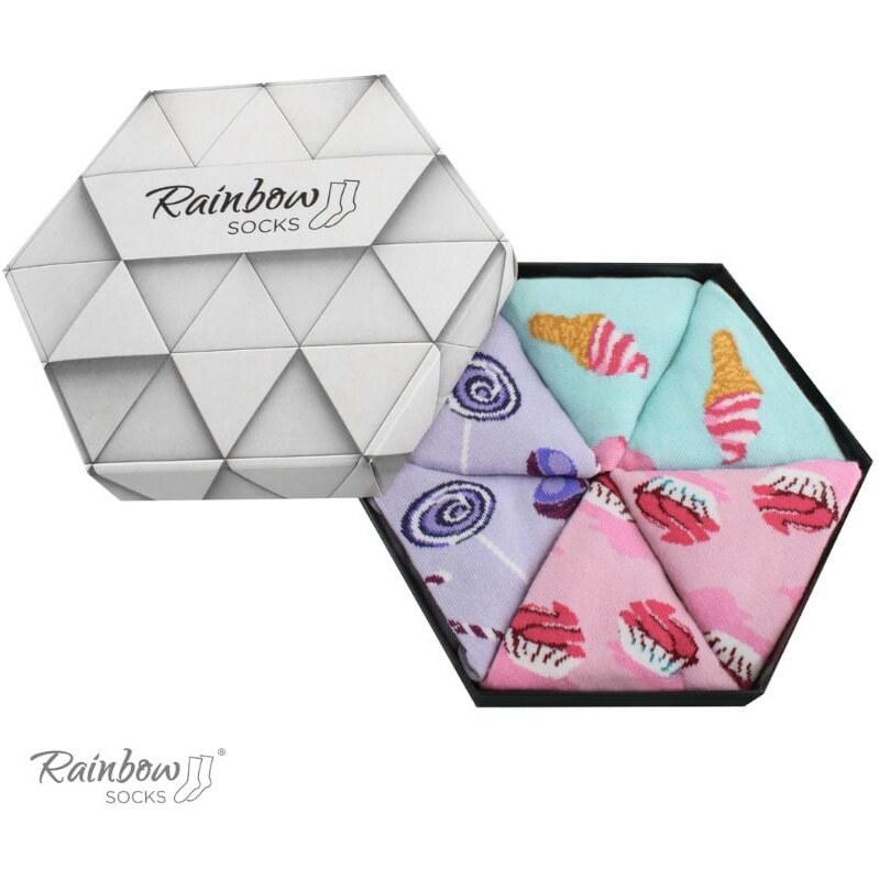 ZOOKSY/RAINBOW SOCKS Duhové Rainbow Socks Ponožky Sladkosti V Krabičce 80596632