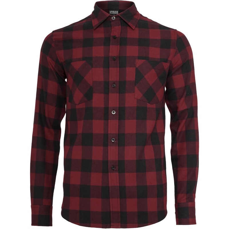 Urban Classics Kostkovaná Flanelová košile blk/burgundy