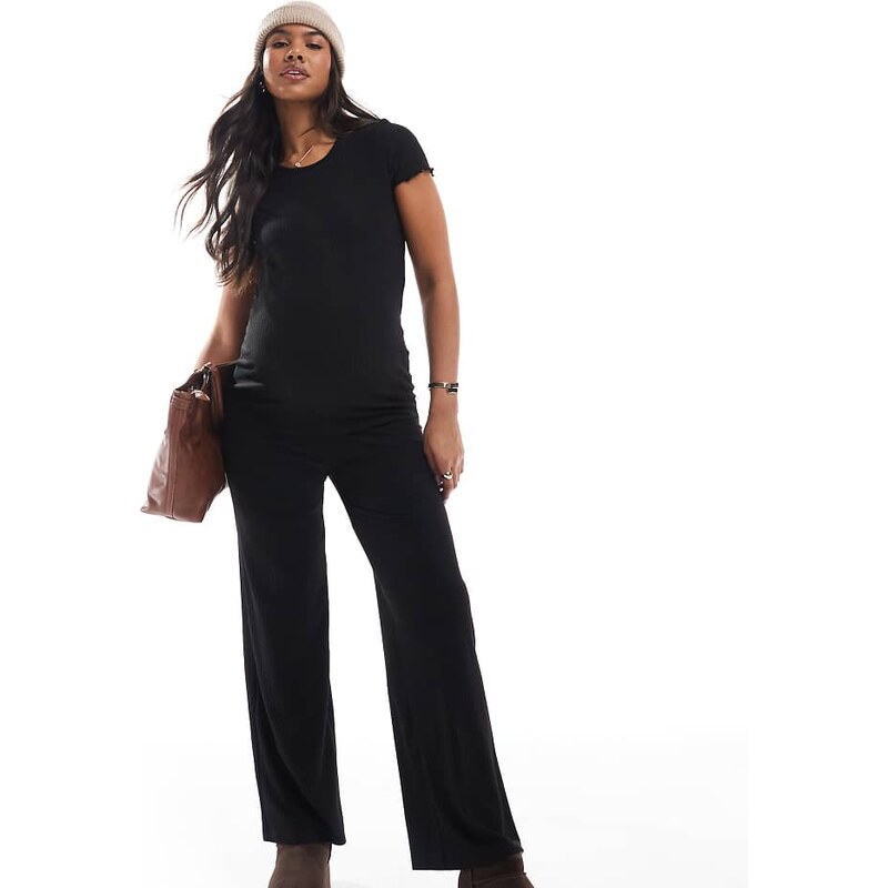 ONLY Maternity wide leg trousers in black 102808400