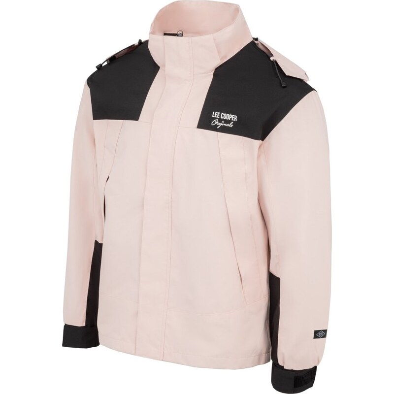 Lee Cooper Men's Windproof Hooded Padded Long Sleeve Waterproof Jacket Light pink