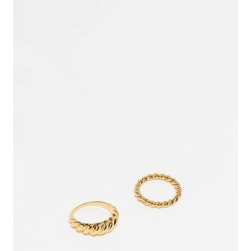ASOS DESIGN 14k gold plated pack of 2 textured rings 115718610