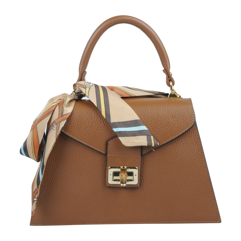 Hnědá kožená italská crossbody kabelka Flavia Camel NovaKabelka