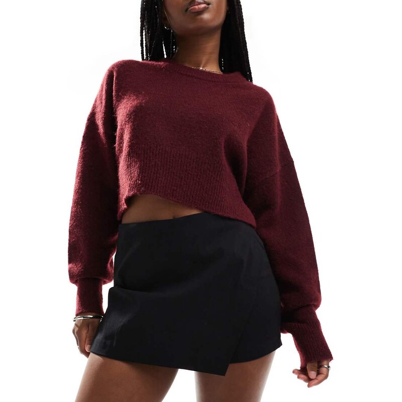 ASOS DESIGN asymmetric wrap bengaline skort in black