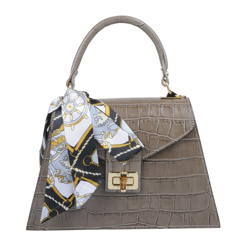 Šedá kožená italská crossbody kabelka Flavia Cocco Taupe