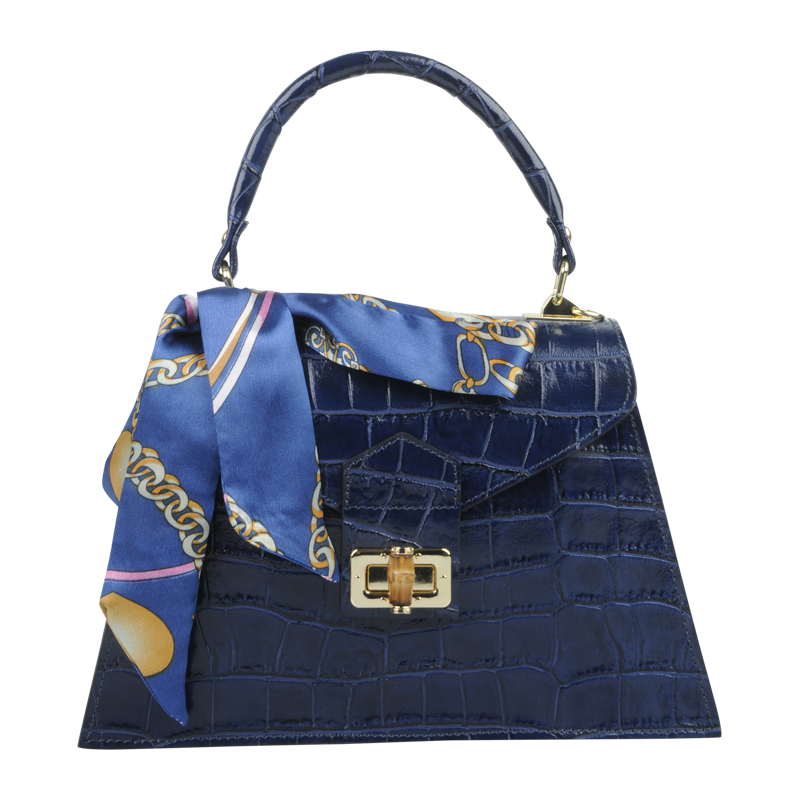 Modrá kožená italská crossbody kabelka Flavia Cocco Blu