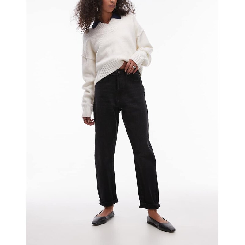 Topshop Original Mom high rise jean in washed black 104970594