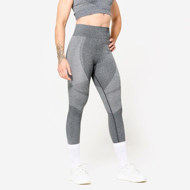 DOMYOS Dámské fitness legíny bezešvé s vysokým pasem a kapsičkou na 68552328