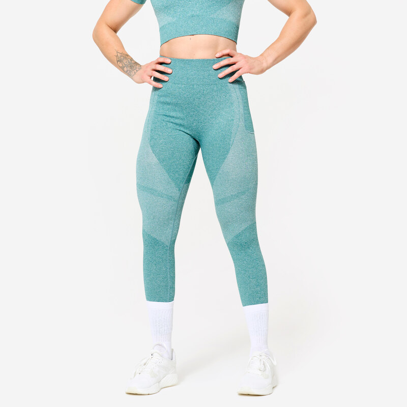 DOMYOS Dámské bezešvé fitness legíny s vysokým pasem 95995066