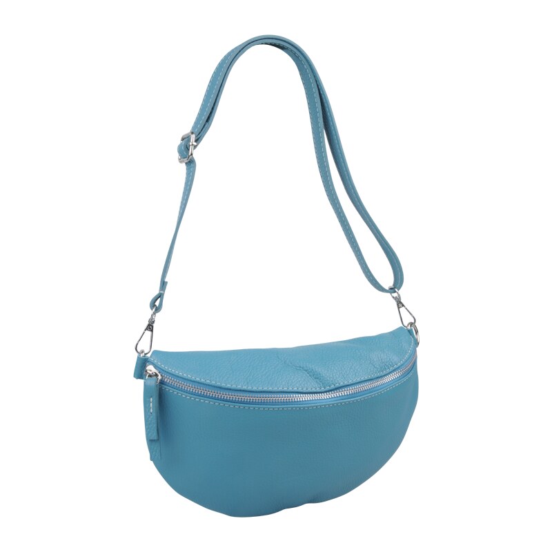 Tyrkysová kožená italská crossbody kabelka Reni Grande Turchese