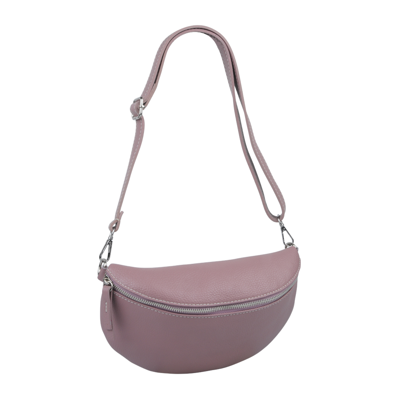 Růžová kožená italská crossbody kabelka Reni Grande Rosa Scura