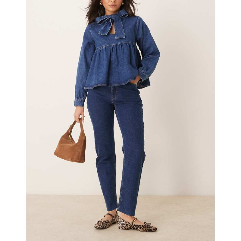 JDY Lullu high waist straight leg jeans in dark blue 105672261