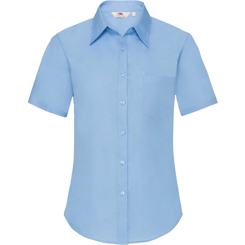 FRUIT OF THE LOOM F18•LADIES SHORT SLEEVE POPLIN SHIRT