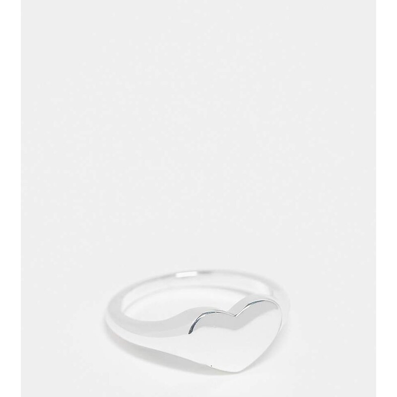 Pieces Plus Pieces Curve heart signet ring in plated plated sterling 96321848