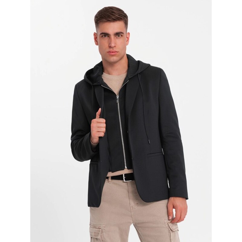 Ombre Clothing Elegantní černá bunda V1 BLZB-0126