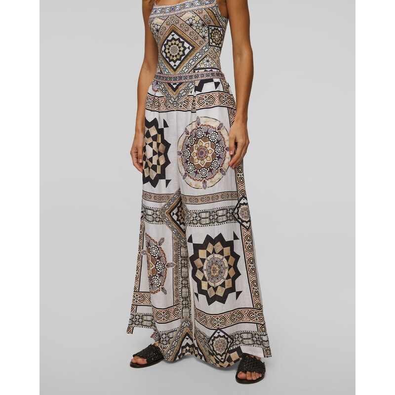 Dámské Lněné široké Kalhoty Camilla Tile Style 102953170