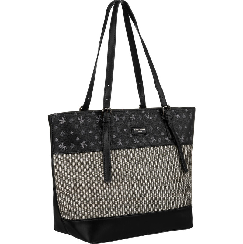 David Jones Černá vzorovaná shopper kabelka s nastavitelnou rukojetí 100033251