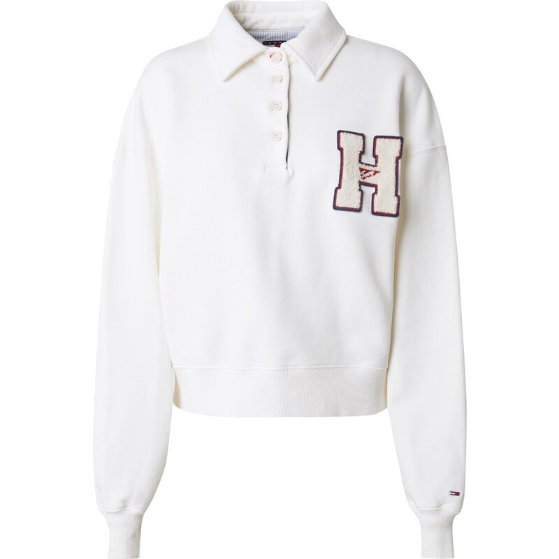 Tommy Jeans Mikina béžová / krémová / námořnická modř / červená