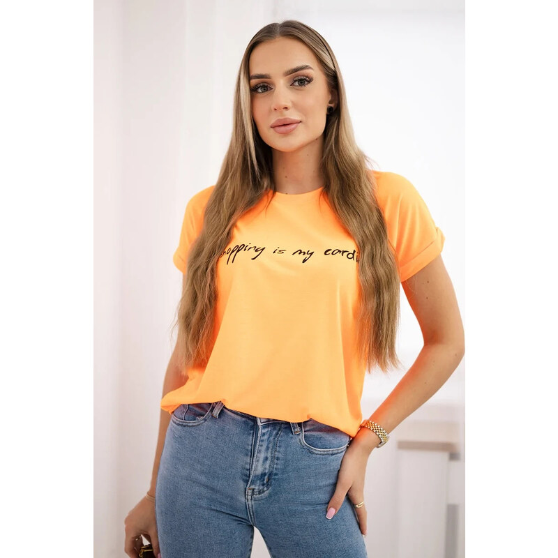 K-Fashion Halenka Nakupování je moje kardio oranžová neonová