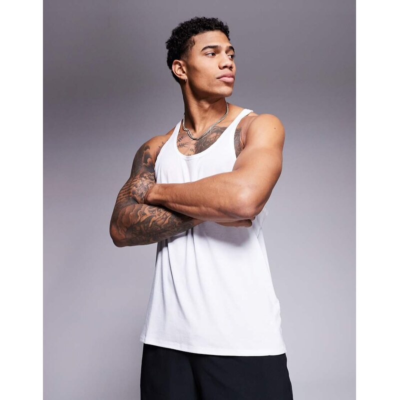 4505 Icon performance jersey quick dry stringer vest in white 115163652