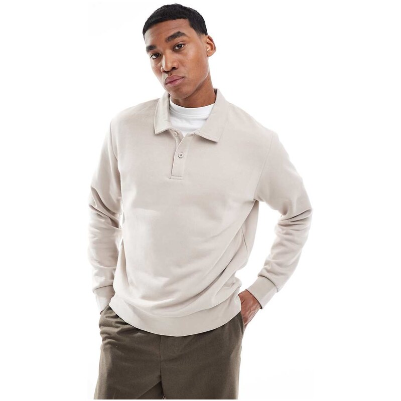 Jack & Jones polo sweat in beige-Neutral