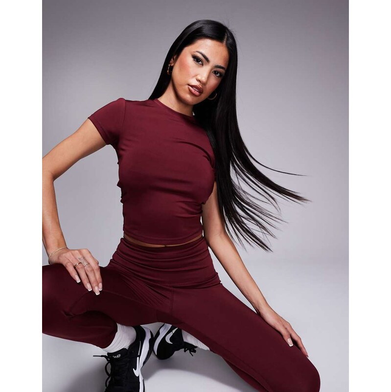 4505 cap sleeve performance baby t-shirt in burgundy-Red 115544824