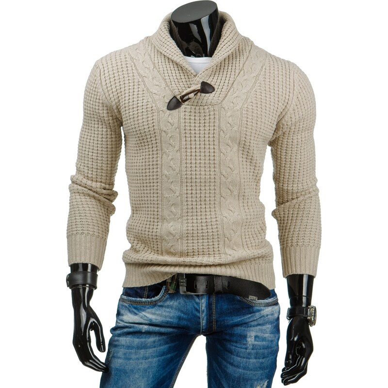 streetIN Bílý pánský svetr s vysokým límcem