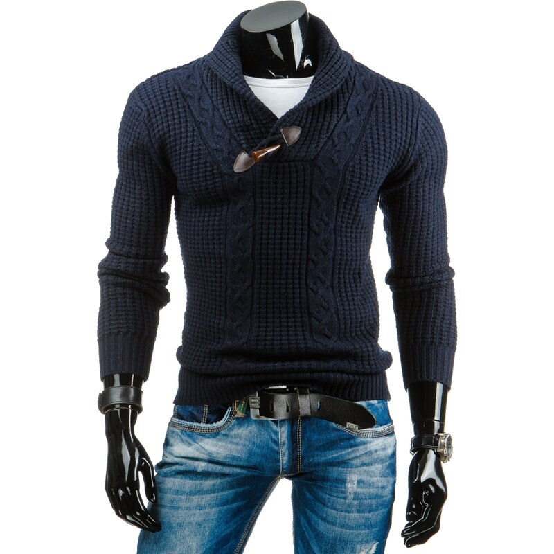 streetIN Modrý pánský svetr s vysokým límcem Velikost: L