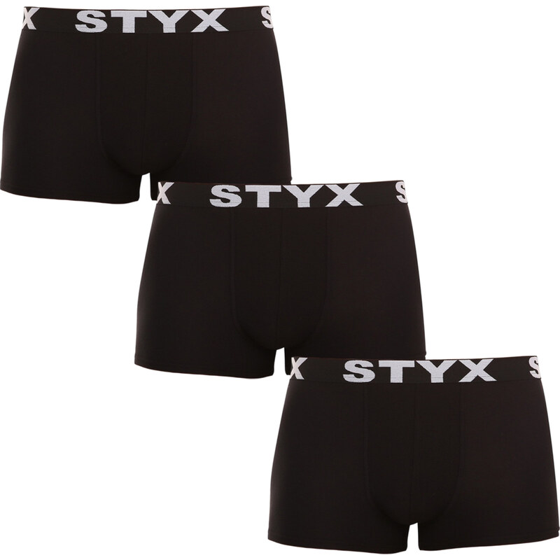 3PACK pánské boxerky Styx sportovní guma černé (G9606060)