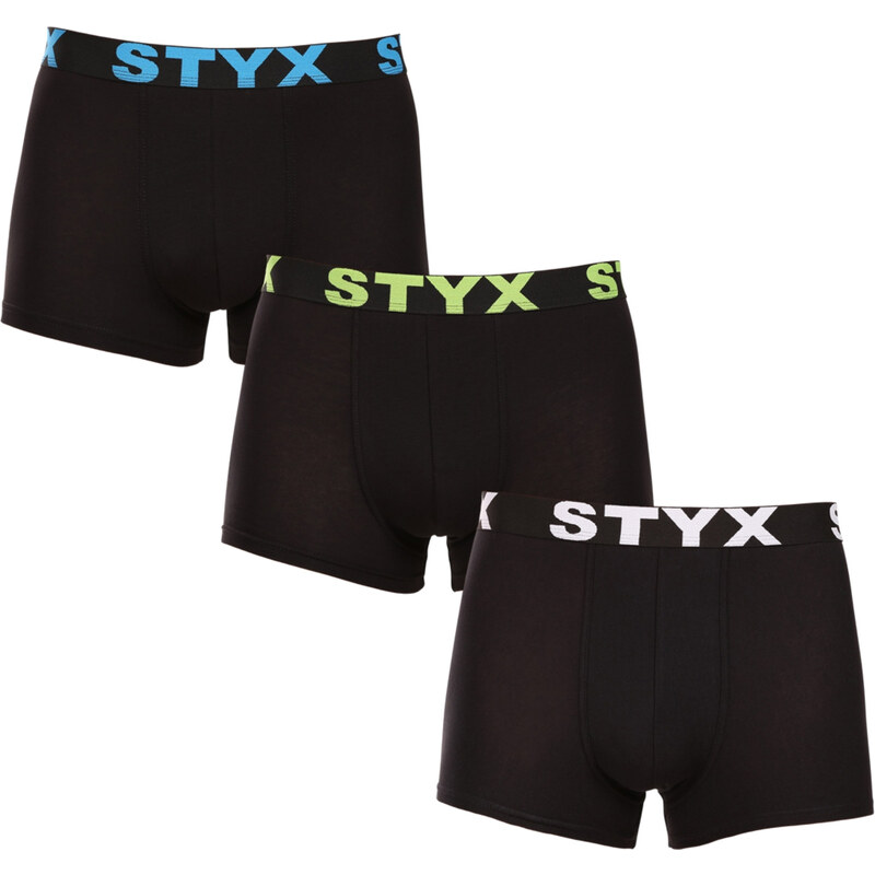 3PACK pánské boxerky Styx sportovní guma nadrozměr vícebarevné