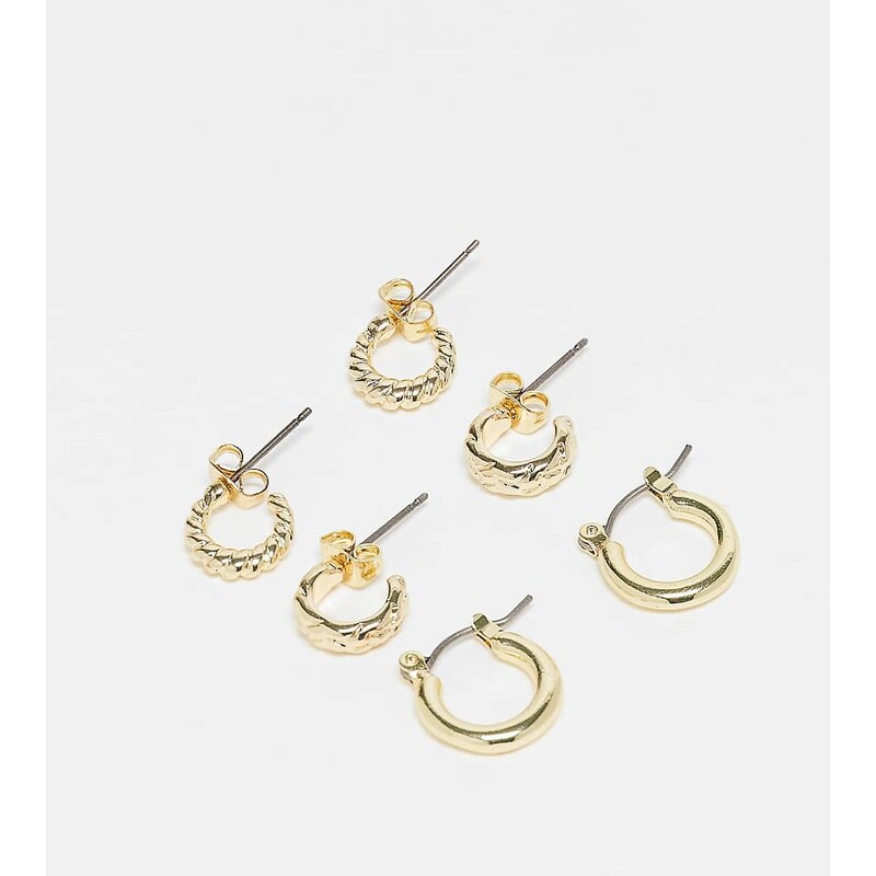 Pieces 3 pack huggie hoops in gold