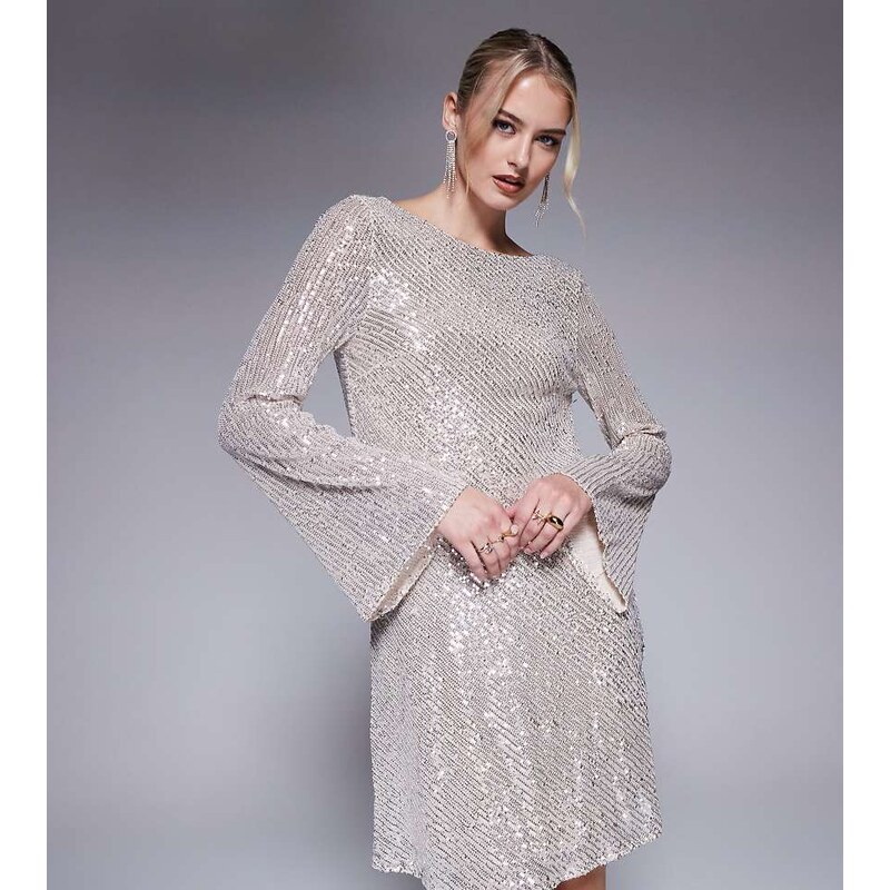 Jaded Rose Tall cowl back sequin mini dress in silver 114703876