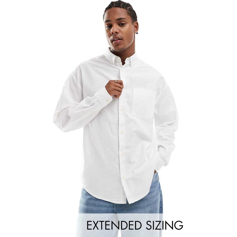ASOS DESIGN 90s oversized linen blend shirt in white