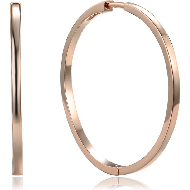 MINET Rose gold stříbrné náušnice hranaté kruhy 4 cm JMAN0634RE04 102985216