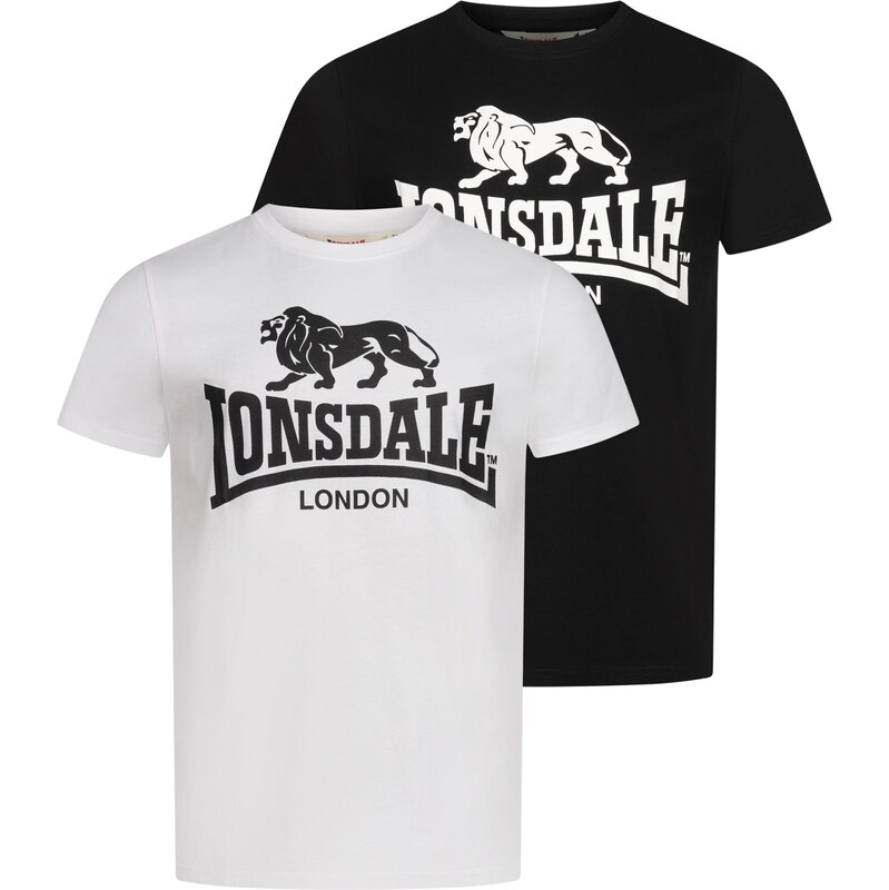 LONSDALE Tričko Kelso černá / bílá